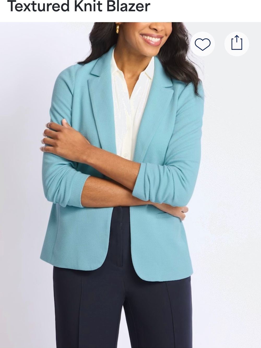 Skies Are Blue Textured Knit Blazer in Light Aqua